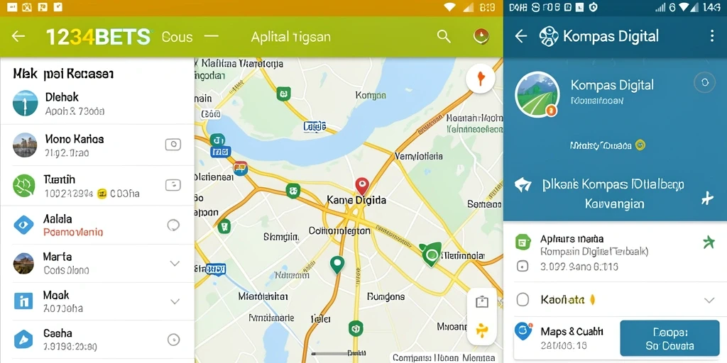 Antarmuka 1234BETS menampilkan kompas digital dengan jelas dan informatif.