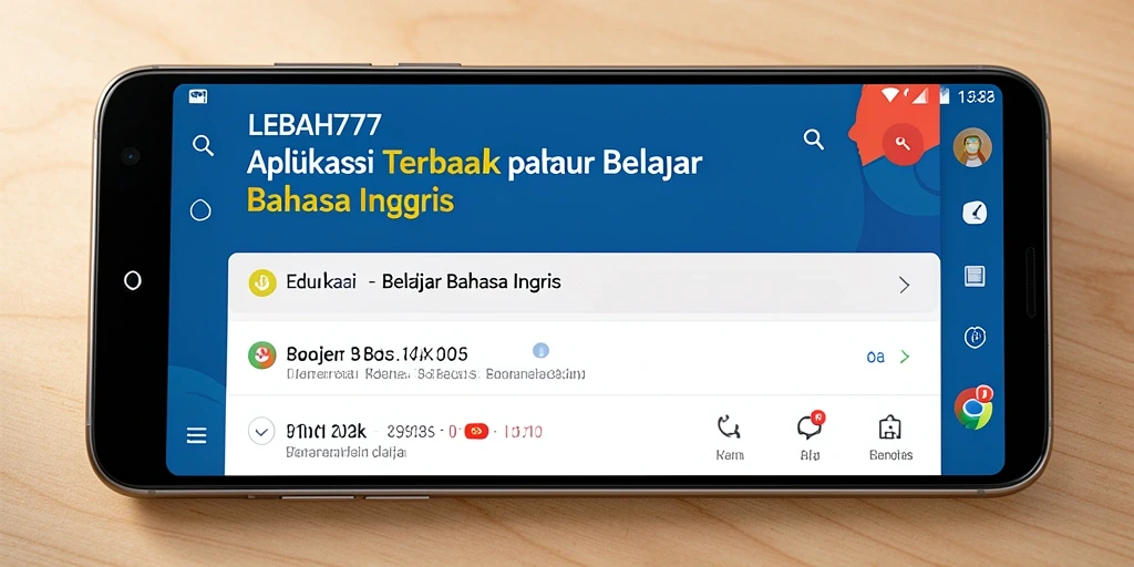 Antarmuka aplikasi LEBAH777 yang interaktif dan menarik untuk belajar bahasa Inggris.