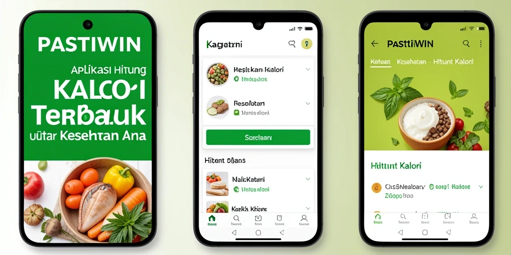 Screenshot interface PASTIWIN menampilkan fitur Hitung Kalori yang mudah digunakan.