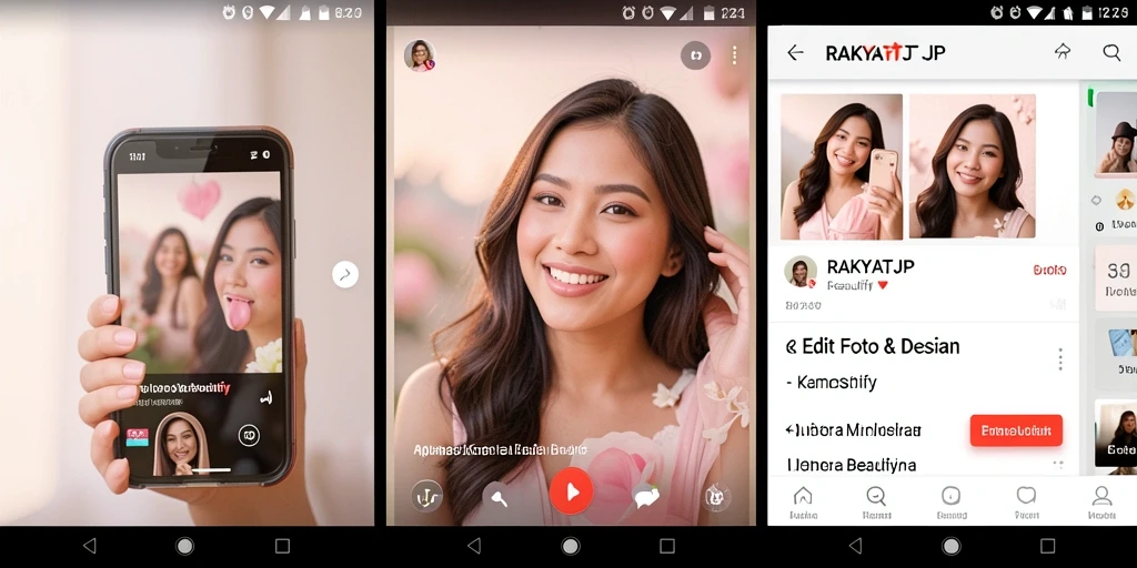 Screenshot antarmuka aplikasi Kamera Beautify RAKYATJP yang menarik.