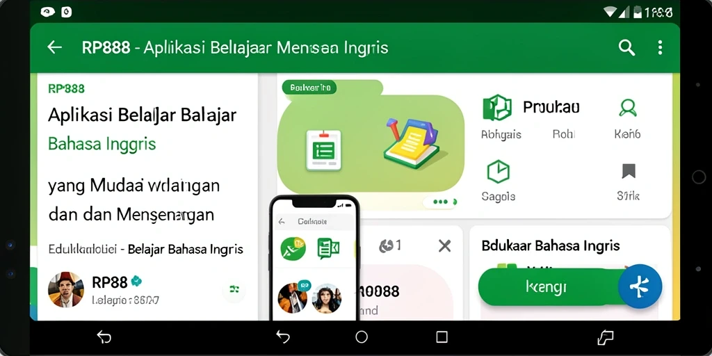 Antarmuka pengguna RP888 yang intuitif untuk belajar bahasa Inggris.