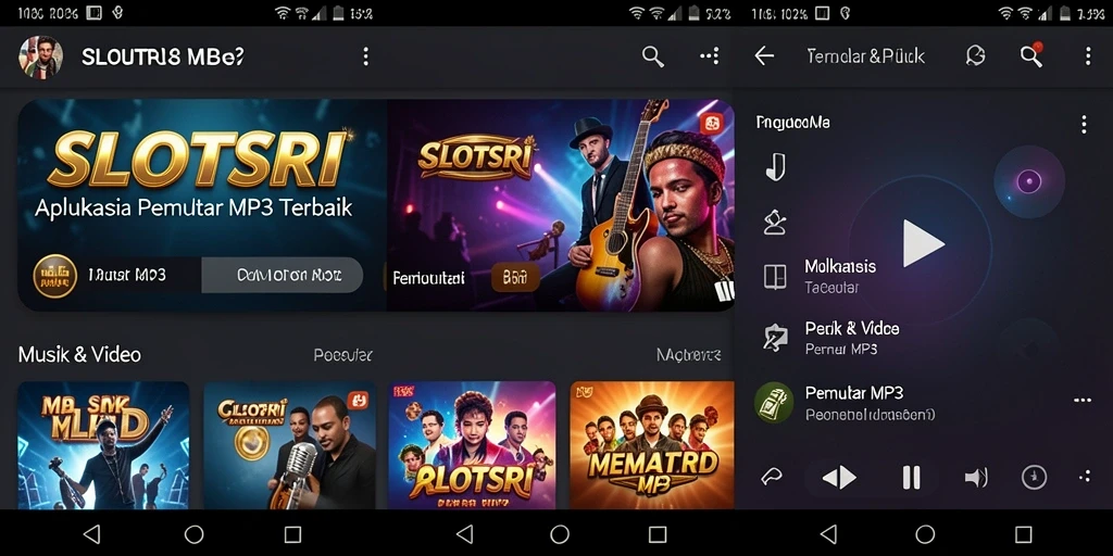 Tampilan antarmuka aplikasi SLOTSRI Pemutar MP3.