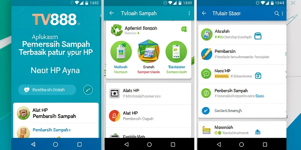 Antarmuka utama TV888 dengan fitur pembersihan yang efisien.