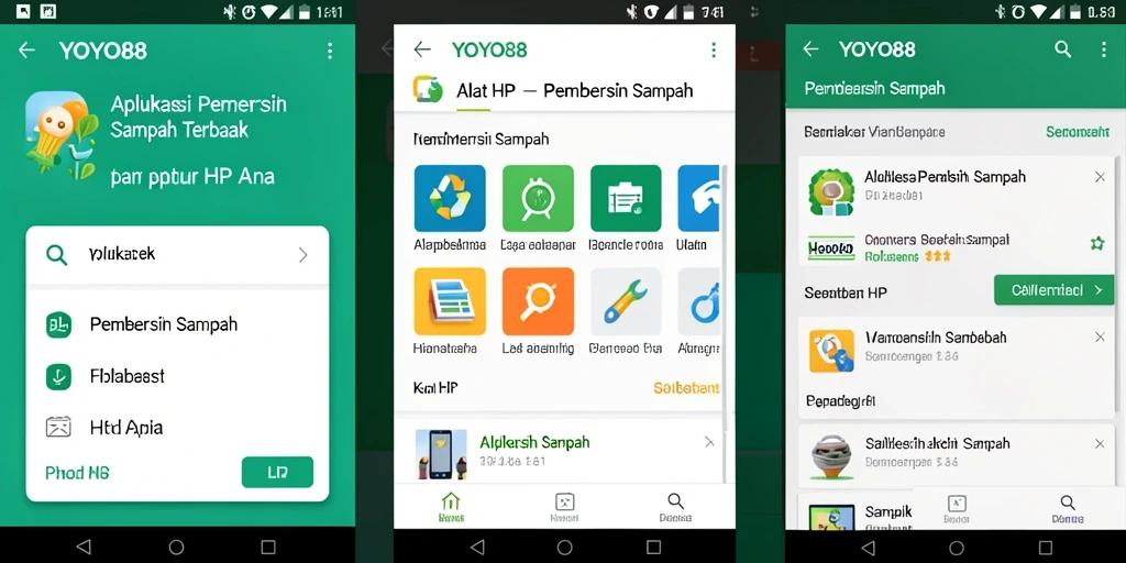 Tampilan utama YOYO88 dengan fitur Pembersih Sampah yang efektif.