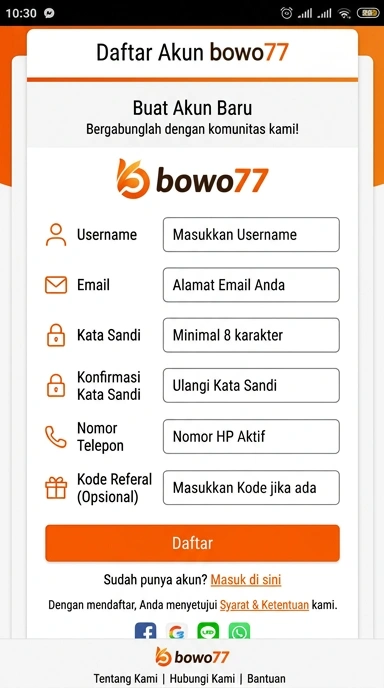 Panduan Registrasi Akun bowo77 untuk Pengguna Android